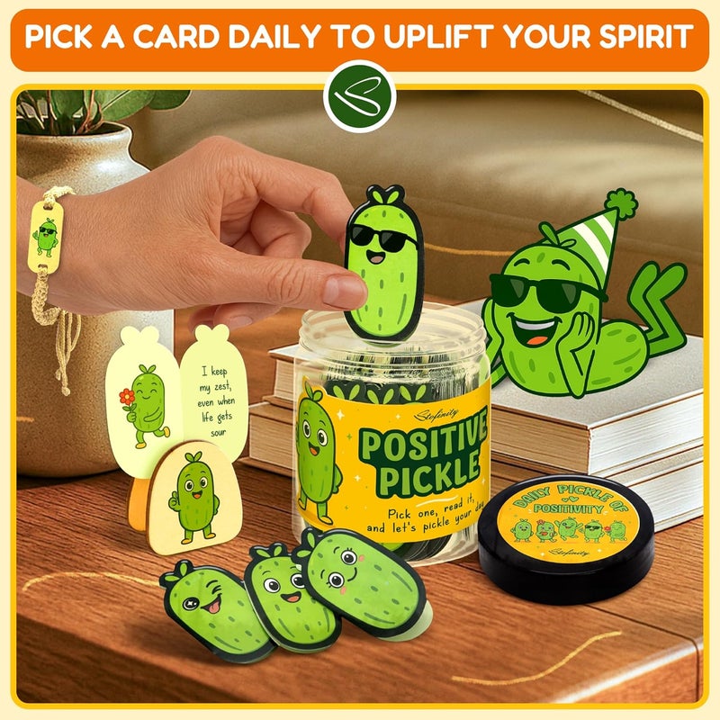 STOFINITY Positive Pickle Affirmation Cards For Teens - Funny Emotional Support Pickle Gifts For Women Friend Sister, Cute Birthday Gifts For Teen Girls Trendy Stuff, Daily Affirmations Jar Desk Decor - Image 4